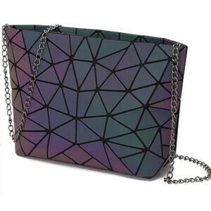 Lovevook Geometric Luminous Holographic Crossbody Bag Womens Chain Strap Handbag